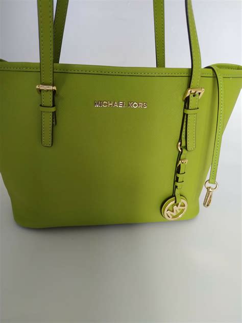 black and lime green michael kors purse